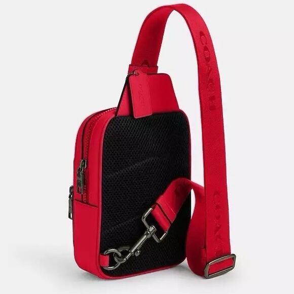 NWT Coach Racer Sling Pack CX071 Smooth calf leather Bold Red - Picture 8 of 9